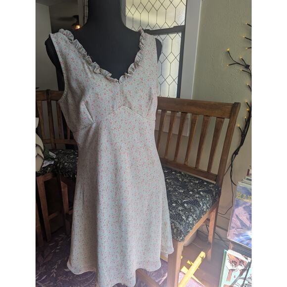 Mint Green Floral 90s Slip Dress  Vintage Express - Picture 1 of 4